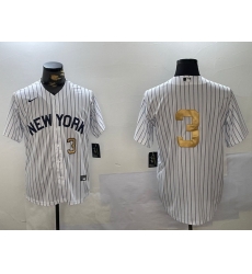 Men New York Yankees 3 Babe Ruth White Pinstripe Without Name Fashion Cool Base Jerseys