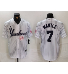 Men New York Yankees 7 Mickey Mantle White Cool Base Stitched Baseball Jersey 5