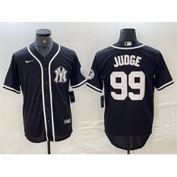 Men New York Yankees 99 Aaron Judge Black Cool Base Stitched Baseball Jersey 2