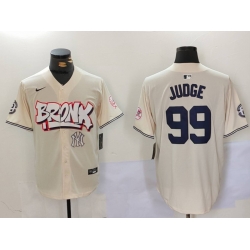 Men New York Yankees 99 Aaron Judge Cream The Bronx Graffiti V2 Vapor Limited Stitched Baseball Jersey 2