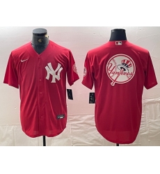 Men New York Yankees Big Logo Red Cool Base Stitched Baseball Jersey 16