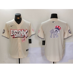 Men New York Yankees Blank Cream The Bronx Graffiti V2 Vapor Limited Stitched Baseball Jersey 11