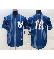 Men New York Yankees Blue Team Big Logo Cool Base Stitched Baseball Jersey