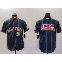 Men New York Yankees Navy Team Big Logo Cool Base Stitched Baseball Jersey 12