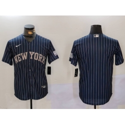 Men New York Yankees Navy Team blank Cool Base Stitched Baseball Jersey 2