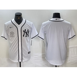 Men New York Yankees White Team Big Logo Cool Base Stitched Baseball Jersey 15