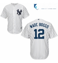 Mens Majestic New York Yankees 12 Wade Boggs Replica White Home MLB Jersey