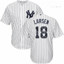 Mens Majestic New York Yankees 18 Don Larsen Authentic White Team Logo Fashion MLB Jersey