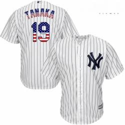 Mens Majestic New York Yankees 19 Masahiro Tanaka Authentic White USA Flag Fashion MLB Jersey