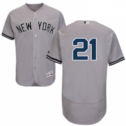 Mens Majestic New York Yankees 21 Paul ONeill Grey Road Flex Base Authentic Collection MLB Jersey