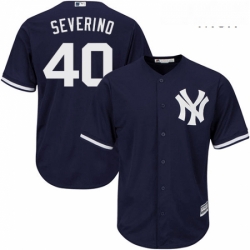 Mens Majestic New York Yankees 40 Luis Severino Replica Navy Blue Alternate MLB Jersey 