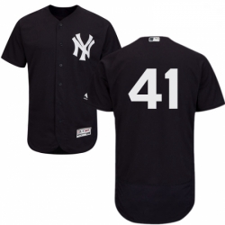 Mens Majestic New York Yankees 41 Randy Johnson Navy Blue Alternate Flex Base Authentic Collection MLB Jersey