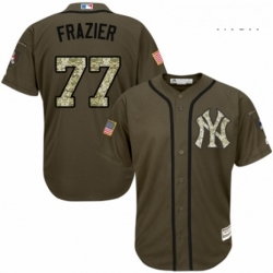 Mens Majestic New York Yankees 77 Clint Frazier Authentic Green Salute to Service MLB Jersey 