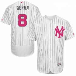 Mens Majestic New York Yankees 8 Yogi Berra Authentic White 2016 Mothers Day Fashion Flex Base MLB Jersey