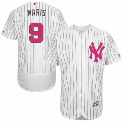 Mens Majestic New York Yankees 9 Roger Maris Authentic White 2016 Mothers Day Fashion Flex Base MLB Jersey 