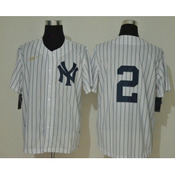 Men's New York Yankees #2 Derek Jeter No Name White Throwback Stitched MLB Cool Base Nike Jersey