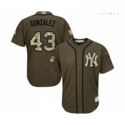 Mens New York Yankees 43 Gio Gonzalez Authentic Green Salute to Service Baseball Jersey 