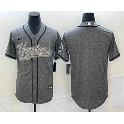 Men's New York Yankees Blank Grey Gridiron Cool Base Stitched Baseball Jersey