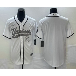 Men's New York Yankees Blank White Cool Base Stitched Baseball Jersey