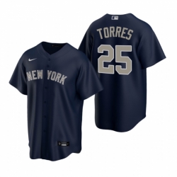 Mens Nike New York Yankees 25 Gleyber Torres Navy Alternate Stitched Baseball Jersey