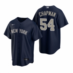 Mens Nike New York Yankees 54 Aroldis Chapman Navy Alternate Stitched Baseball Jerse