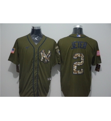 Yankees 2 Derek Jeter Olive 2020 Nike Cool Base Jersey