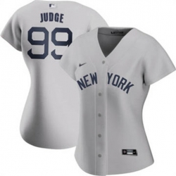 Women New York Yankees 99 Aaron Judge Nike Alternate 2020 MLB Player Jersey Gray