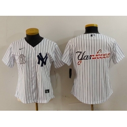 Women New York Yankees White Team Big Logo Cool Base Stitched Jersey 16