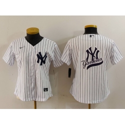 Women New York Yankees White Team Big Logo Cool Base Stitched Jersey 3