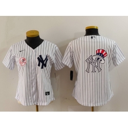 Women New York Yankees White Team Big Logo Cool Base Stitched Jersey 7