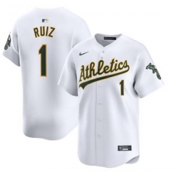 Men Oakland Athletics 1 Esteury Ruiz White Home Limited Stitched Jersey