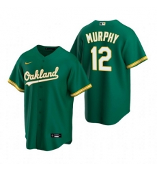 Men Oakland Athletics 12 Sean Murphy Green Cool Base Stitched Jerseys