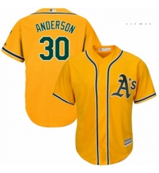 Mens Majestic Oakland Athletics 30 Brett Anderson Replica Gold Alternate 2 Cool Base MLB Jersey 