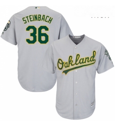 Mens Majestic Oakland Athletics 36 Terry Steinbach Replica Grey Road Cool Base MLB Jersey