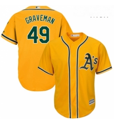 Mens Majestic Oakland Athletics 49 Kendall Graveman Replica Gold Alternate 2 Cool Base MLB Jersey 