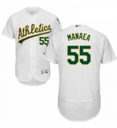 Mens Majestic Oakland Athletics 55 Sean Manaea White Home Flex Base Authentic Collection MLB Jersey