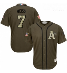 Mens Majestic Oakland Athletics 7 Walt Weiss Replica Green Salute to Service MLB Jersey