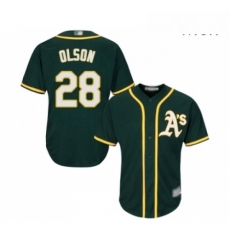 Mens Oakland Athletics 28 Matt Olson Replica Green Alternate 1 Cool Base Baseball Jersey 