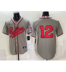 Men Philadelphia Phillies  12 Kyle Schwarber Gray 2026 Field of Dreams Stadium Stitched Baseball Jersey
