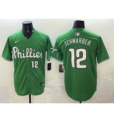 Men Philadelphia Phillies 12 Kyle Schwarber Green Limited Stitched Jersey