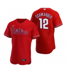 Men Philadelphia Phillies 12 Kyle Schwarber Red Flex Base Stitched Baseball jersey