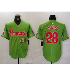 Men Philadelphia Phillies 28 Alec Bohm Green With Patch Stitched Jersey 2