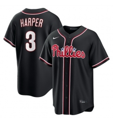 Men Philadelphia Phillies  3 Bryce Harper Fashion Black Out Stitched Baseball Jersey