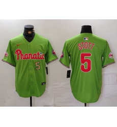 Men Philadelphia Phillies 5 Bryson Stott Green With Patch Stitched Jersey 3