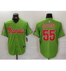 Men Philadelphia Phillies 55 Ranger Suarez Green With Patch Stitched Jersey