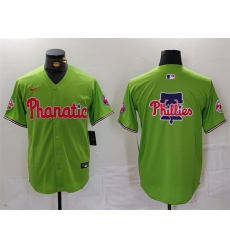 Men Philadelphia Phillies Team Big Logo Green With Patch Stitched Jerseys