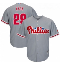 Mens Majestic Philadelphia Phillies 29 John Kruk Replica Grey Road Cool Base MLB Jersey