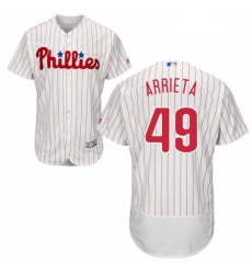 Mens Majestic Philadelphia Phillies 49 Jake Arrieta White Home Flex Base Authentic Collection MLB Jersey