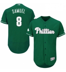 Mens Majestic Philadelphia Phillies 8 Juan Samuel Green Celtic Flexbase Authentic Collection MLB Jersey