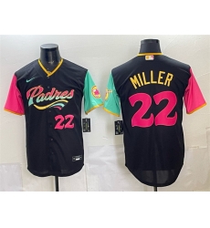 Men San Diego Padres  22 Mason Miller 2022 Black City Connect Cool Base Stitched Baseball Jersey